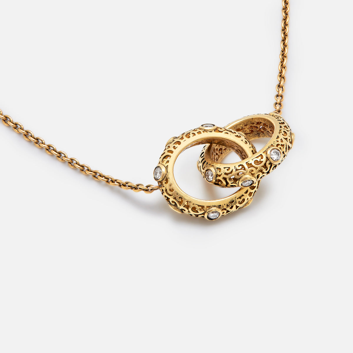 18K Yellow Gold and Diamonds Jali Necklace Amrapali London