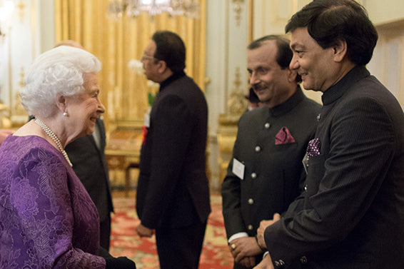 Rajiv Arora and Rajesh Ajmera, Founders of Amrapali Jewels with Her Majesty Queen Elizabeth II