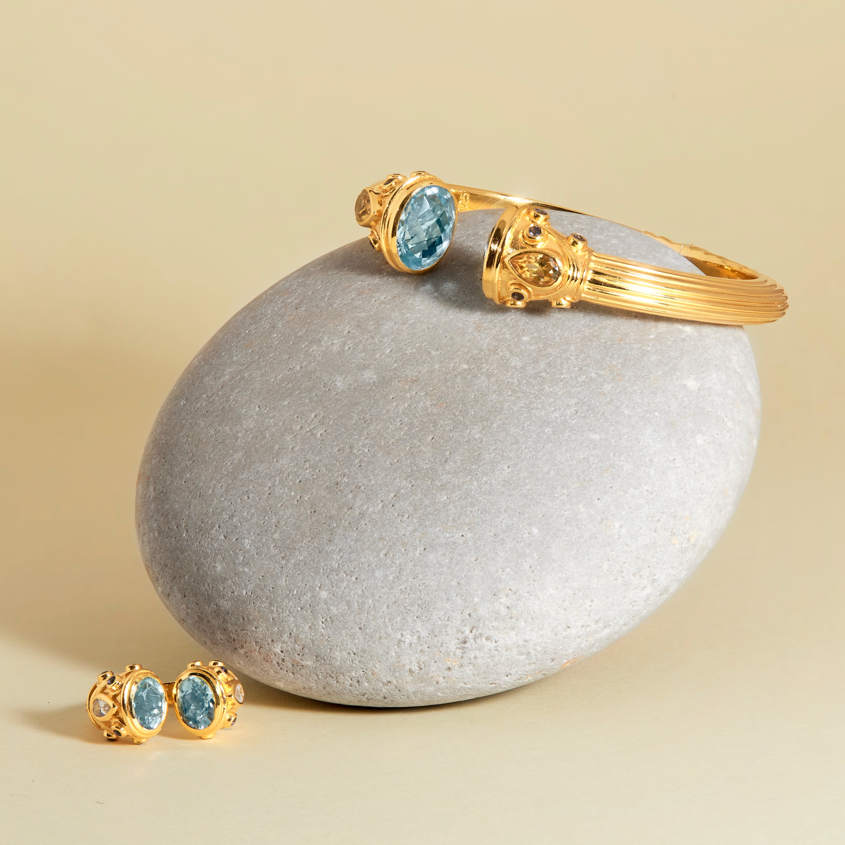 Sheida Collection – Gold-Plated Gemstone Bangles by Amrapali London