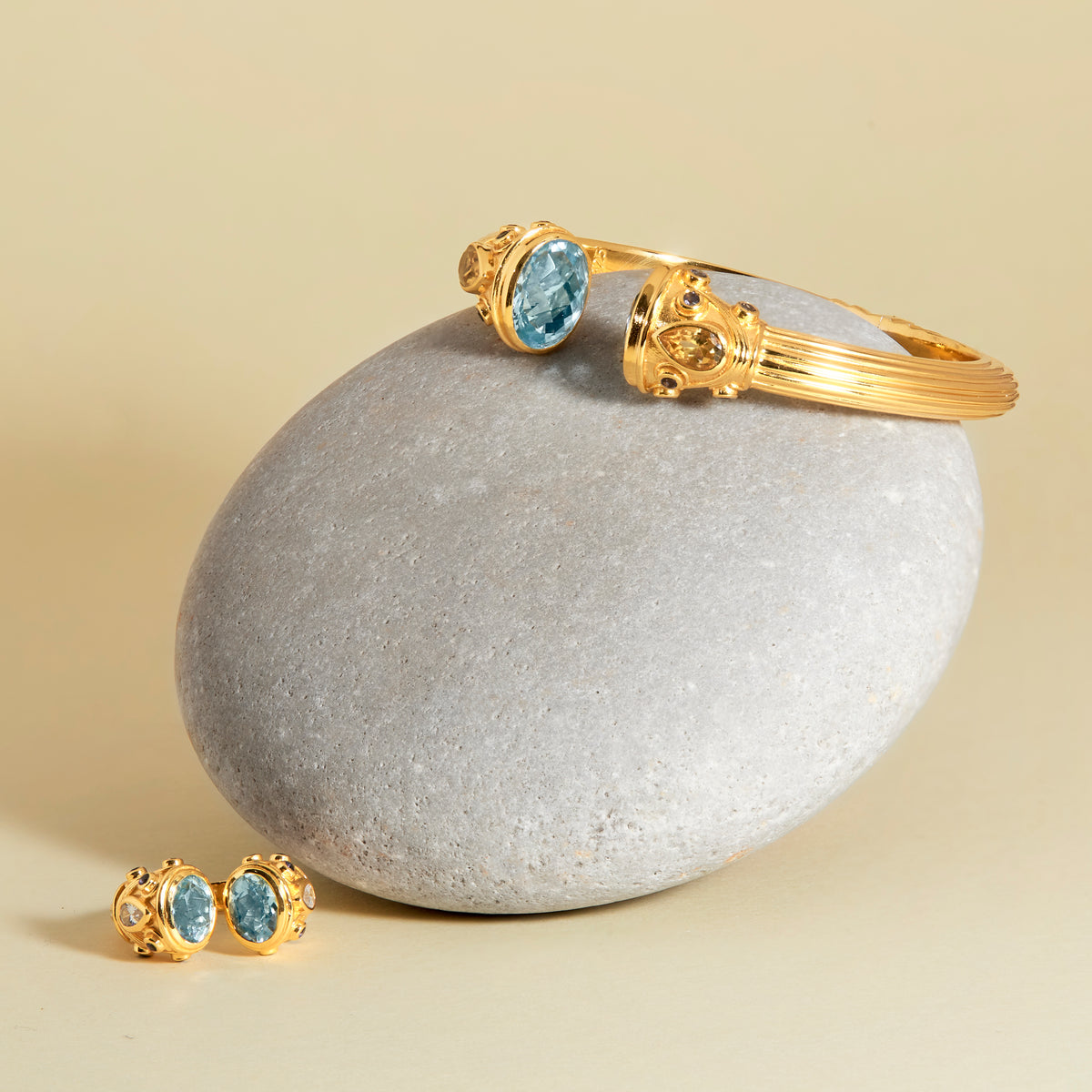 Sheida Collection – Gold-Plated Gemstone Bangles by Amrapali London