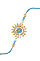 Blue cord bracelet featuring beads, pearls and diamonds