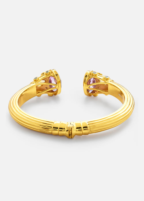 Silver and Gold Plated Amethyst, Citrine and Blue Topaz Petite Sheida Bangle
