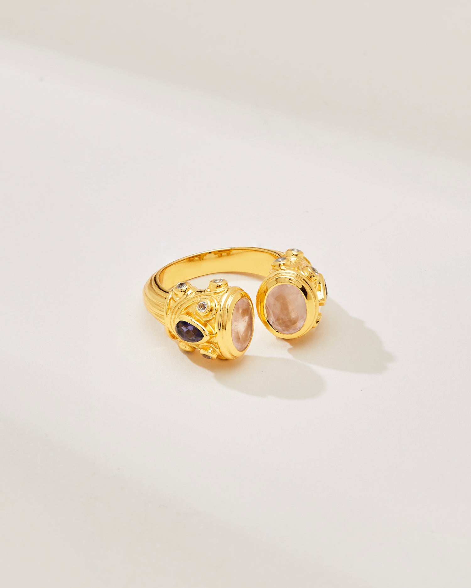 SILVER BLUE TOPAZ ROSE GOLD PLATE RING SILVER BLUE TOPAZ ROSE GOLD PLATE RING