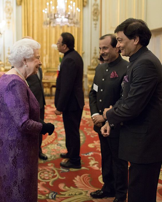 Rajiv Arora and Rajesh Ajmera, Founders of Amrapali Jewels with Her Majesty Queen Elizabeth II