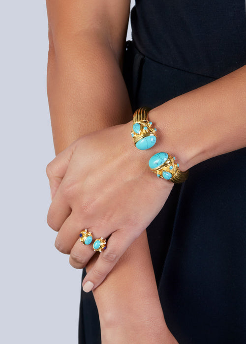 Silver and Gold Plated Turquoise Shedia Bangle